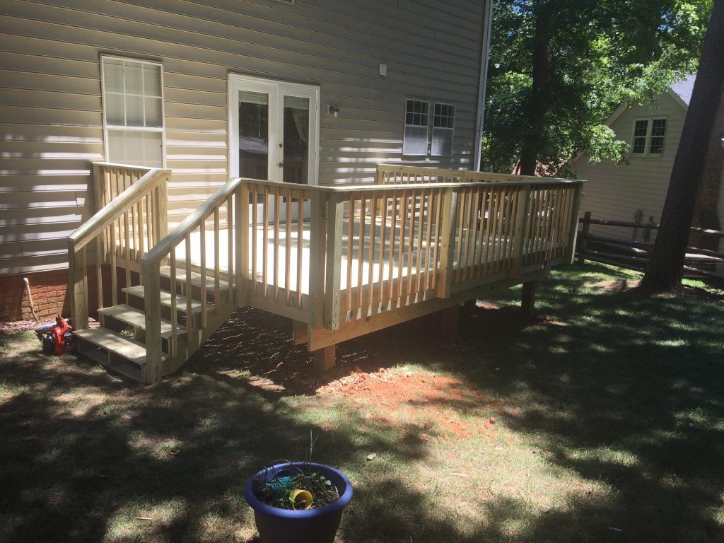 Deck replacement using treated southern pine in Matthews, NC.